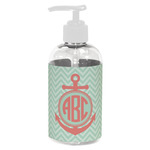 Chevron & Anchor Plastic Soap / Lotion Dispenser (8 oz - Small - White) (Personalized)