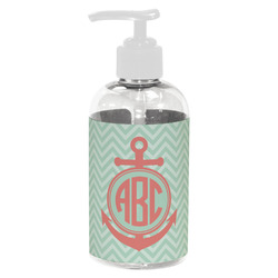 Chevron & Anchor Plastic Soap / Lotion Dispenser (8 oz - Small - White) (Personalized)