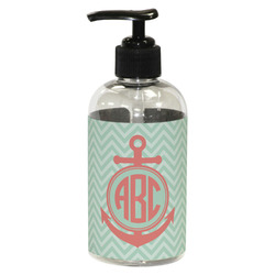 Chevron & Anchor Plastic Soap / Lotion Dispenser (8 oz - Small - Black) (Personalized)