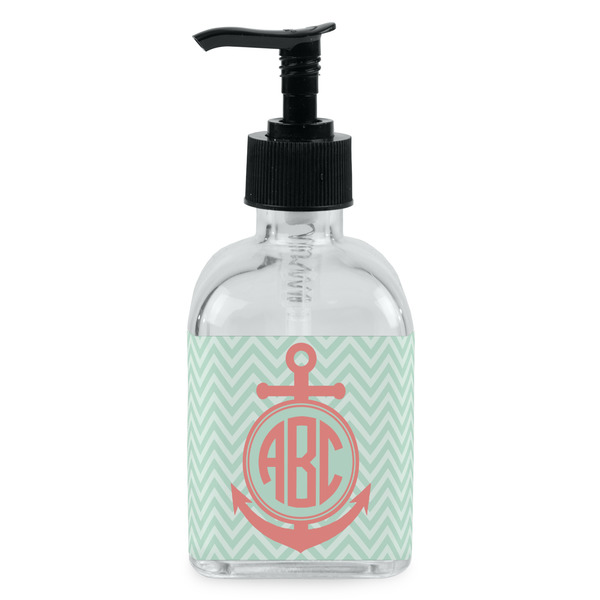 Custom Chevron & Anchor Glass Soap & Lotion Bottle - Single Bottle (Personalized)
