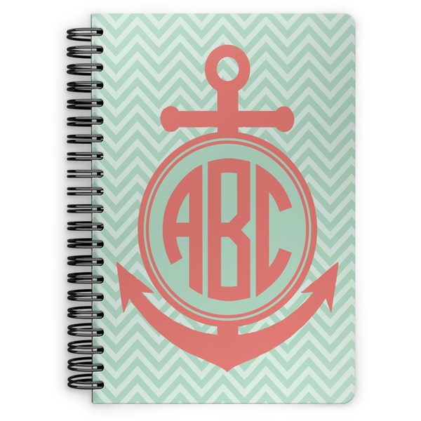 Custom Chevron & Anchor Spiral Notebook (Personalized)