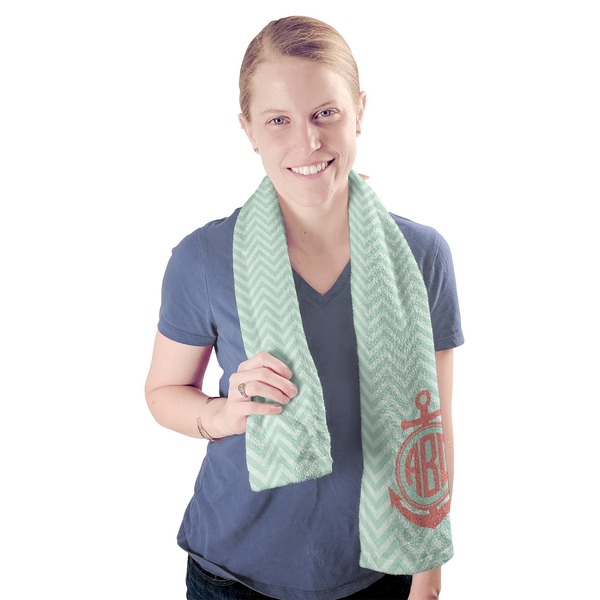 Chevron & Anchor Sport Towel - Exercise use - Model