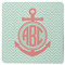 Chevron & Anchor Square Rubber Backed Coaster (Personalized)