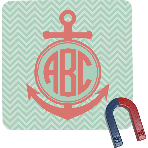 Custom Chevron & Anchor Square Fridge Magnet (Personalized)