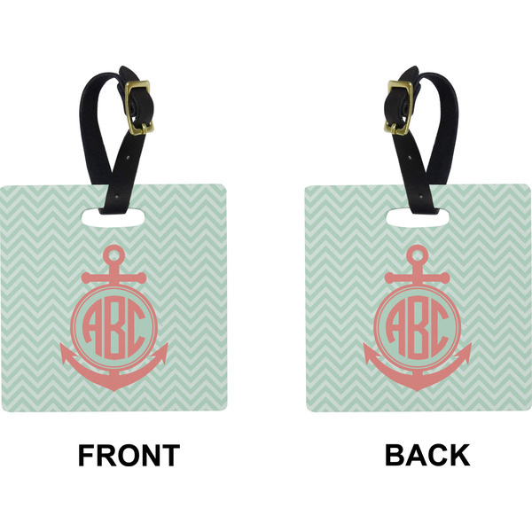 Chevron & Anchor Square Luggage Tag (Front + Back)