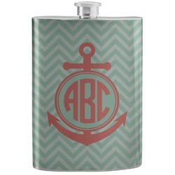 Chevron & Anchor Stainless Steel Flask (Personalized)