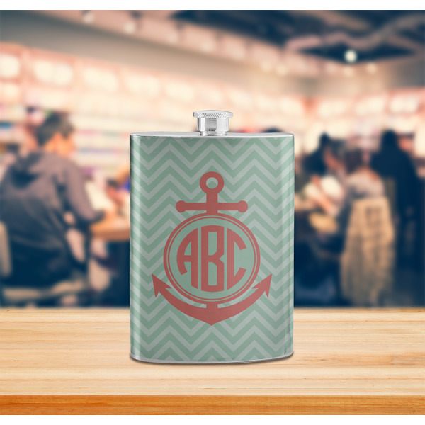 Chevron & Anchor Stainless Steel Flask - LIFESTYLE 2