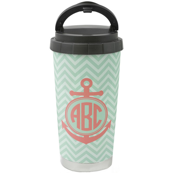 Custom Chevron & Anchor Stainless Steel Coffee Tumbler (Personalized)