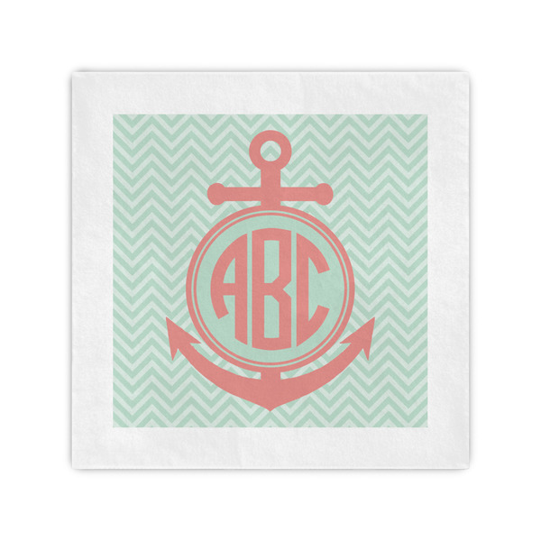 Custom Chevron & Anchor Cocktail Napkins (Personalized)