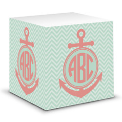 Chevron & Anchor Sticky Note Cube (Personalized)