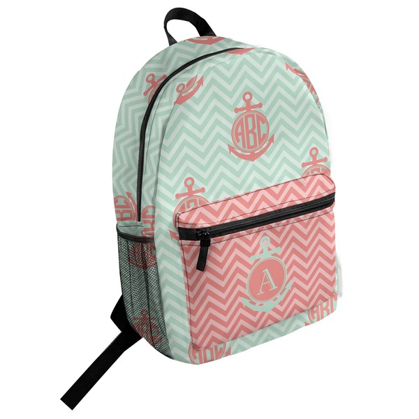 Custom Chevron & Anchor Student Backpack (Personalized)