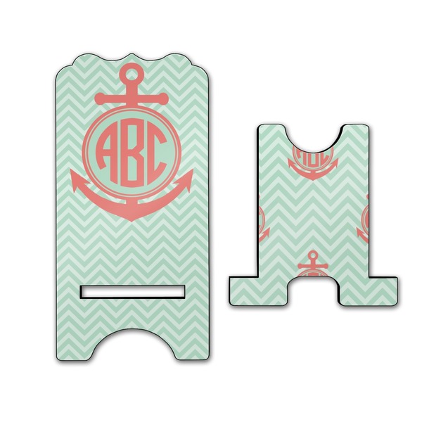 Chevron & Anchor Stylized Phone Stand - Front & Back - Large