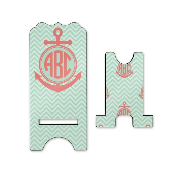 Chevron & Anchor Stylized Phone Stand - Front & Back - Small