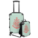 Chevron & Anchor Kids 2-Piece Luggage Set - Suitcase & Backpack (Personalized)