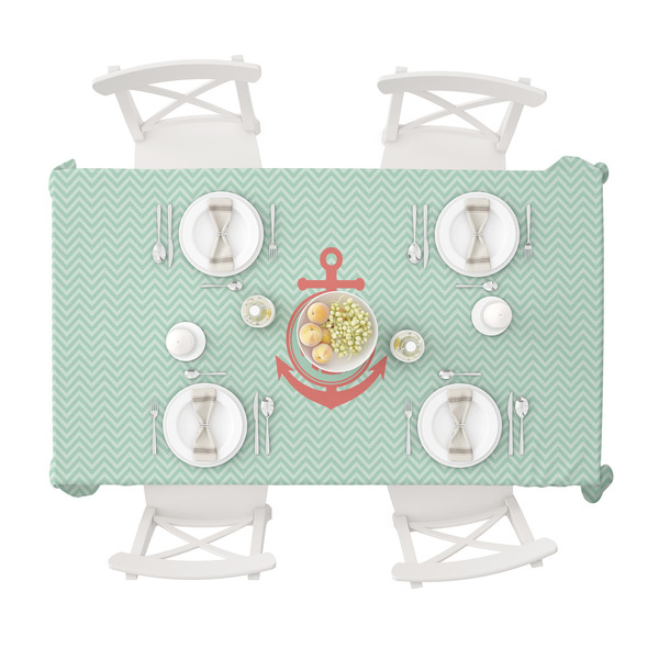 Chevron & Anchor Tablecloths (58"x102") - TOP VIEW