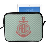 Chevron & Anchor Tablet Case / Sleeve - Large (Personalized)