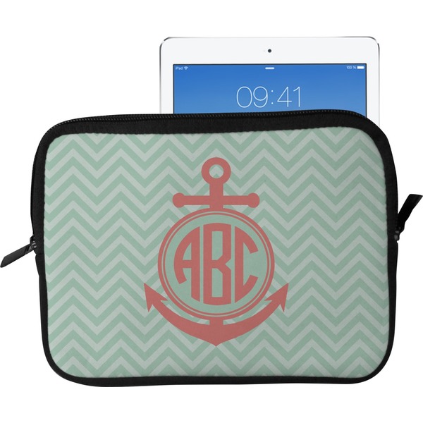 Custom Chevron & Anchor Tablet Case / Sleeve - Large (Personalized)
