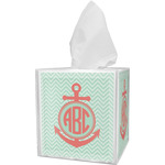 Chevron & Anchor Tissue Box Cover (Personalized)