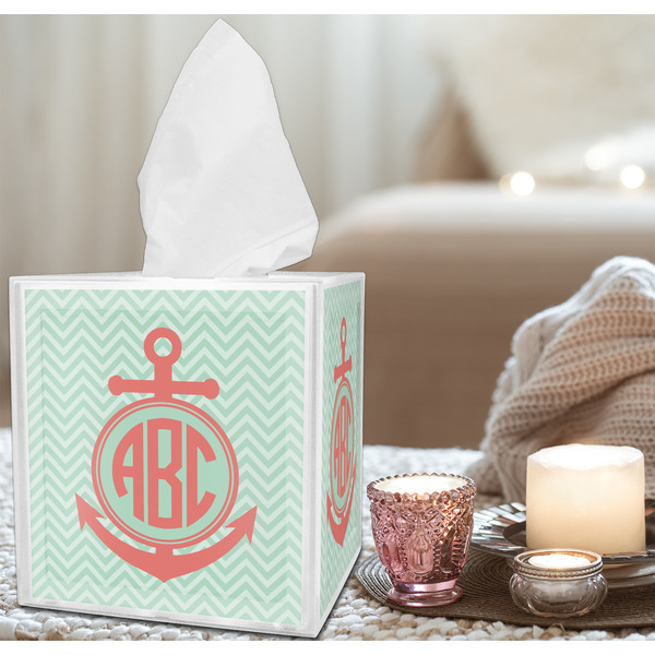 Chevron & Anchor Tissue Box - LIFESTYLE