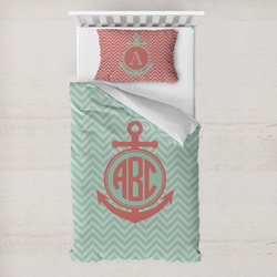 Chevron & Anchor Toddler Bedding Set - With Pillowcase (Personalized)