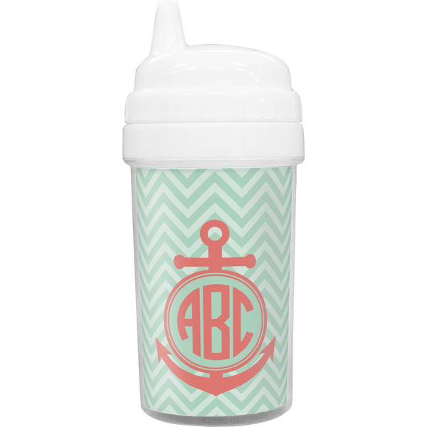 Custom Chevron & Anchor Toddler Sippy Cup (Personalized)