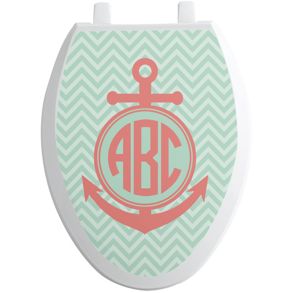 Chevron & Anchor Toilet Seat Decal Elongated