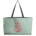 Chevron & Anchor Beach Totes Bag - w/ Black Handles (Personalized)