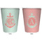 Chevron & Anchor Trash Can White - Front and Back - Apvl