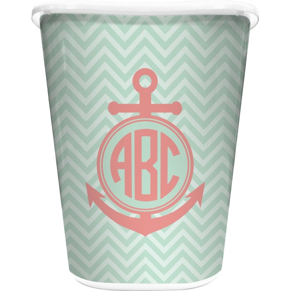 Custom Chevron & Anchor Waste Basket (Personalized)