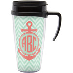 Chevron & Anchor Acrylic Travel Mug with Handle (Personalized)