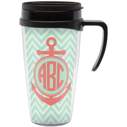 Chevron & Anchor Acrylic Travel Mug with Handle (Personalized)