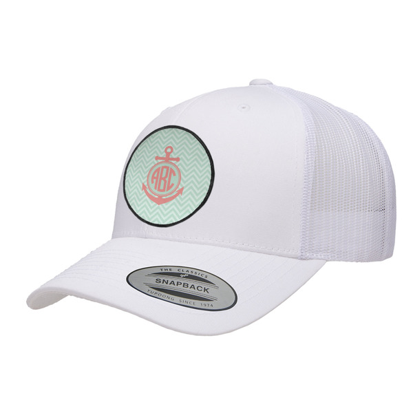 Custom Chevron & Anchor Trucker Hat - White (Personalized)