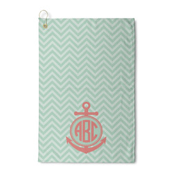 Chevron & Anchor Waffle Weave Golf Towel (Personalized)