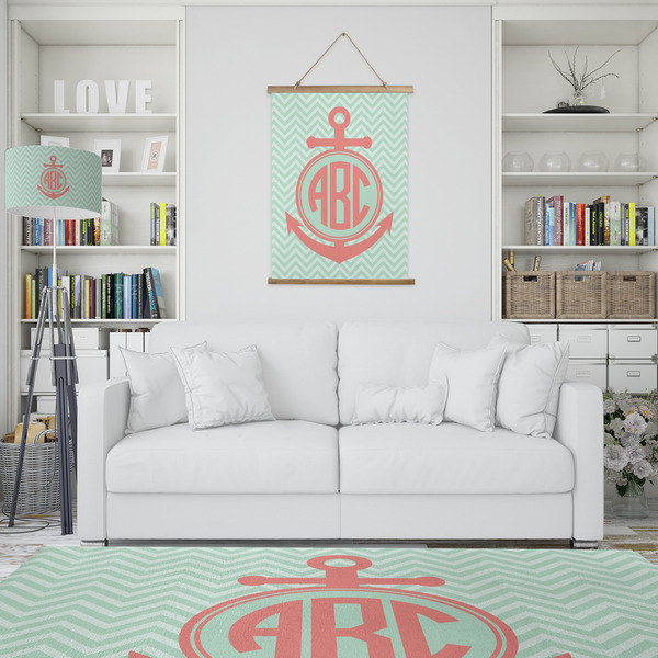 Chevron & Anchor Wall Hanging Tapestry - Portrait - IN CONTEXT