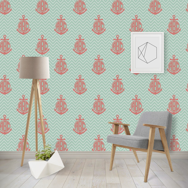 Custom Chevron & Anchor Wallpaper & Surface Covering (Water Activated - Removable)
