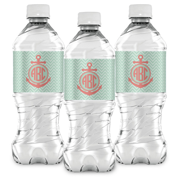 Chevron & Anchor Water Bottle Labels - Front View