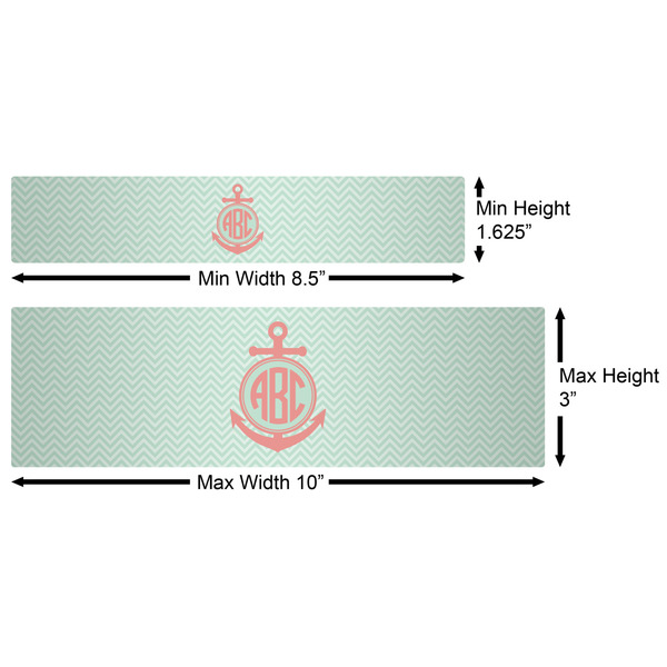 Chevron & Anchor Water Bottle Labels w/ Dimensions