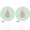 Chevron & Anchor White Plastic 4" Food Pick - Round - Double Sided - Front & Back