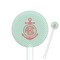 Chevron & Anchor 5.5" Round Plastic Stir Sticks - White - Single Sided (Personalized)