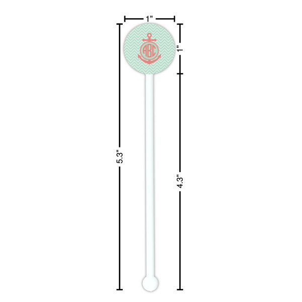 Chevron & Anchor White Plastic 5.5" Stir Stick - Round - Dimensions