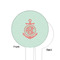 Chevron & Anchor White Plastic 6" Food Pick - Round - Single Sided - Front & Back