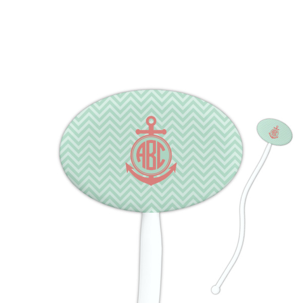 Custom Chevron & Anchor Oval Plastic Stir Sticks (Personalized)