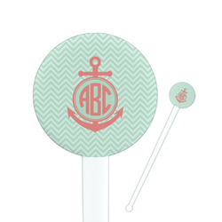 Chevron & Anchor Round Plastic Stir Sticks (Personalized)