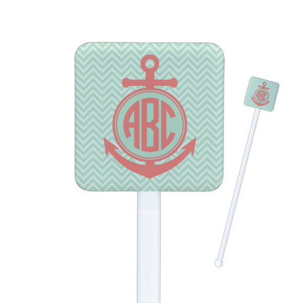 Custom Chevron & Anchor Square Plastic Stir Sticks (Personalized)