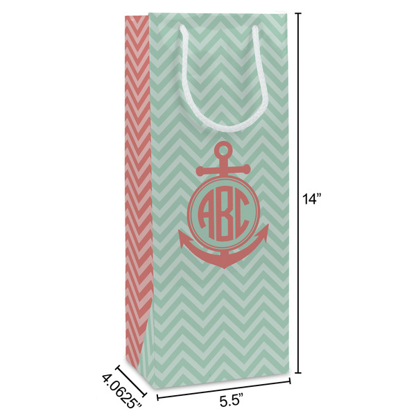 Chevron & Anchor Wine Gift Bag - Dimensions