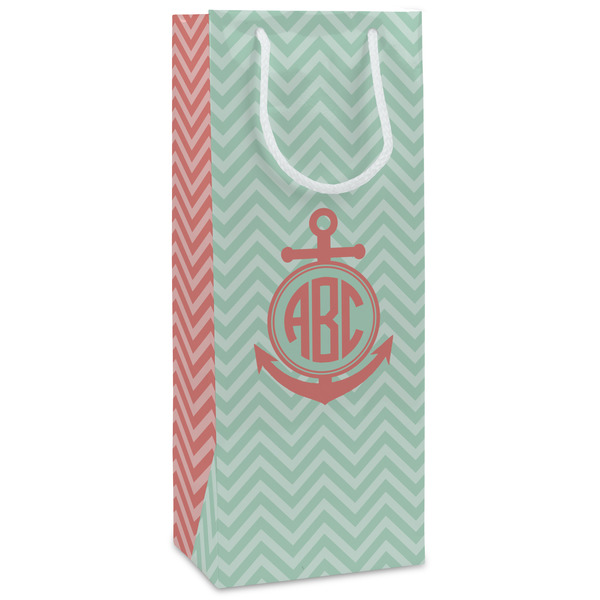 Custom Chevron & Anchor Wine Gift Bags (Personalized)