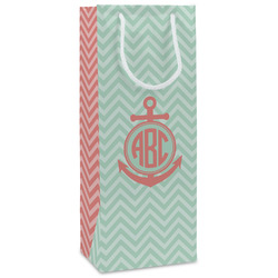 Chevron & Anchor Wine Gift Bags - Matte (Personalized)