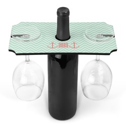 Chevron & Anchor Wine Bottle & Glass Holder (Personalized)