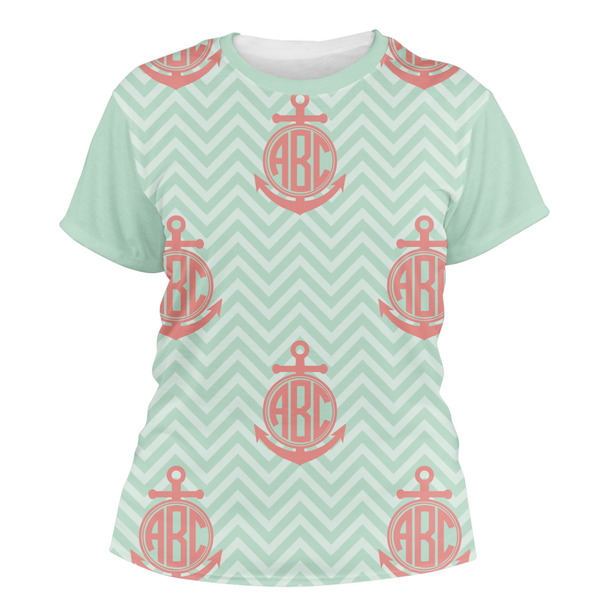 Custom Chevron & Anchor Women's Crew T-Shirt - Medium (Personalized)