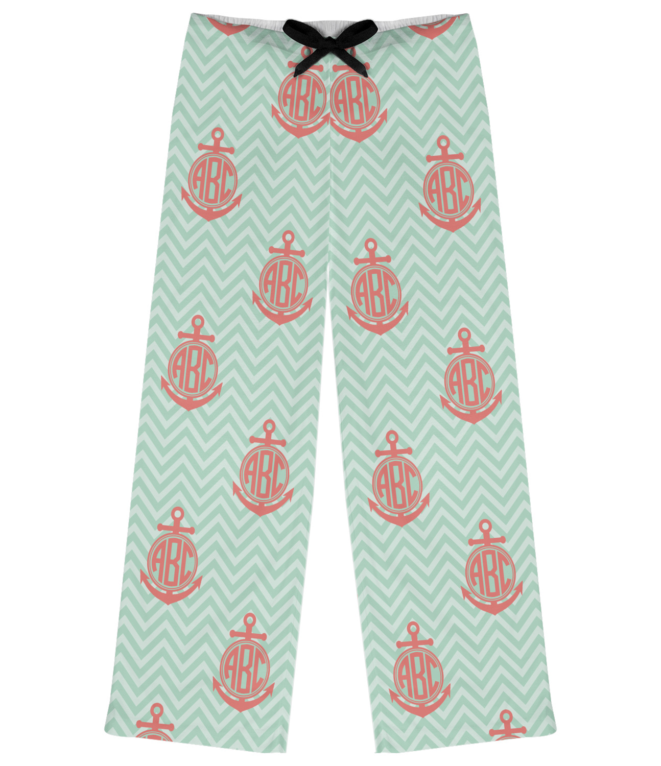 YouCustomizeIt Custom Chevron & Anchor Womens Pajama Pants - L (Personalized)